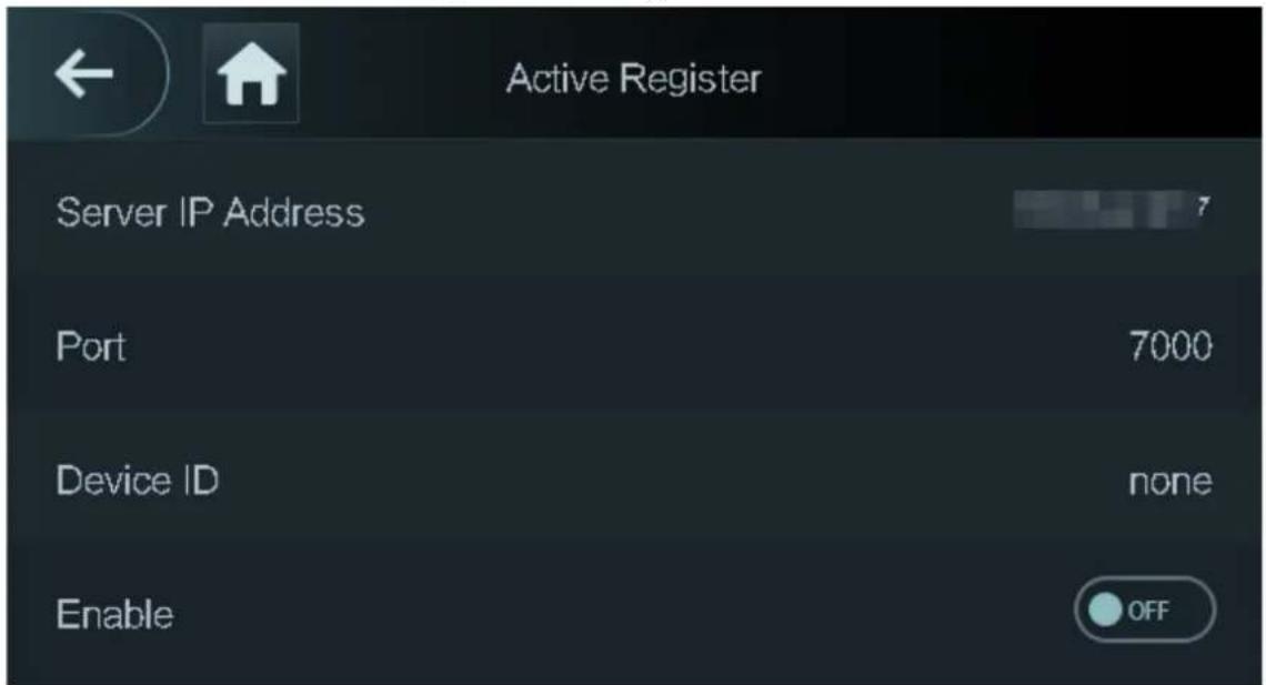 Active Register Server IP Address Port 7000 Device ID none Enable OFF