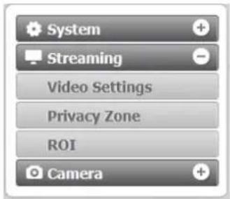 System Streaming Video Settings Privacy Zone ROI Camera