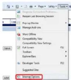 Options Recovery Computation Preferences... Recovery Last Browsing Settings Preview Blocks Manage Assist-ons Word Offline Compatibility View Compatibility View Settings Full Screen F11 Toolbars ExplorerBox Developer Tools F12 Suggested Sites Internet Options Add