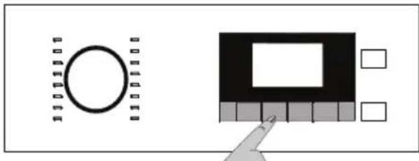 Simple diagram showing a circular icon with grid pattern and a rectangular device with a grid of squares, connected by a finger to the right (no text or symbols)
