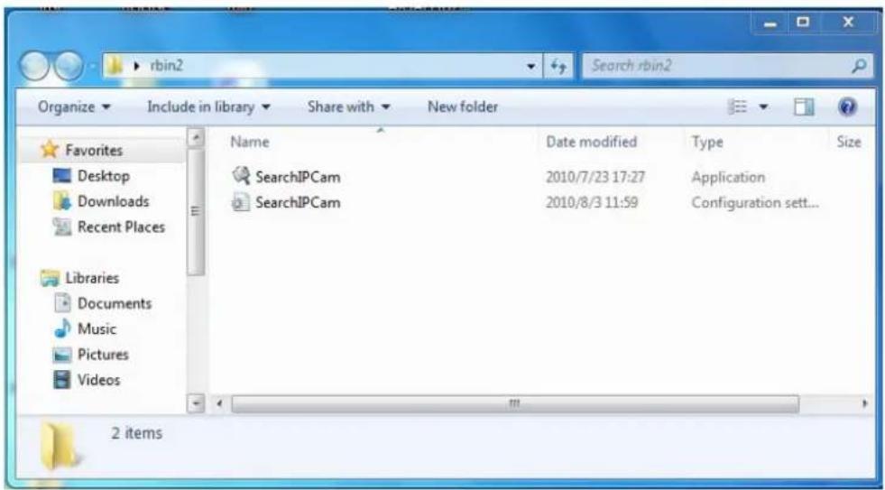 Organize Include in library Share with New folder Favorites Desktop Downloads Recent Places Libraries Documents Music Pictures Videos Name Date modified Type Size SearchIPCam 2010/7/23 17:27 Application SearchIPCam 2010/8/3 11:59 Configuration sett... 2 items