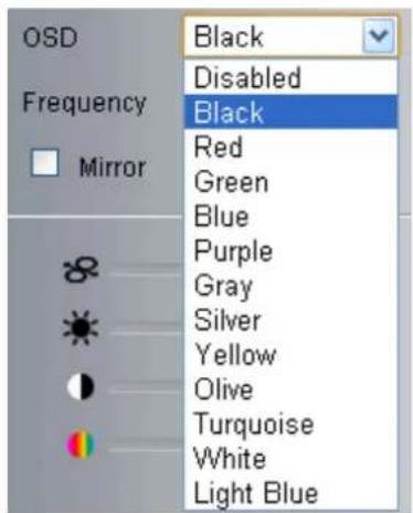 OSD Frequency Mirror Black Disabled Black Red Green Blue Purple Gray Silver Yellow Olive Turquoise White Light Blue