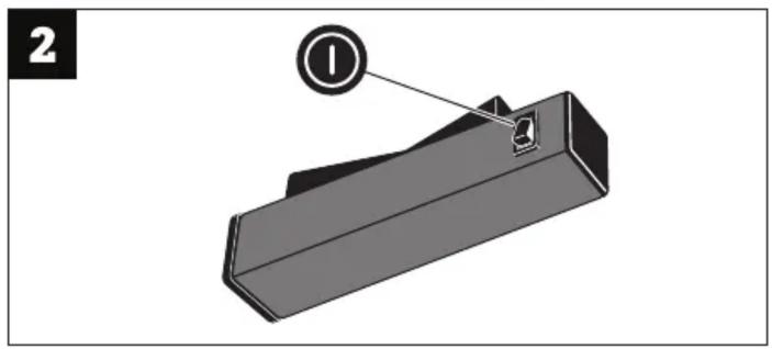 3D mechanical part diagram with labeled component (1) and numbered marker (2), no readable text or symbols beyond labels