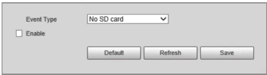 Event Type No SD card Enable Default Refresh Save