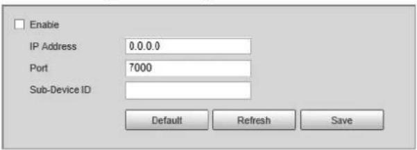 Enable IP Address 0.0.0.0 Port 7000 Sub-Device ID Default Refresh Save