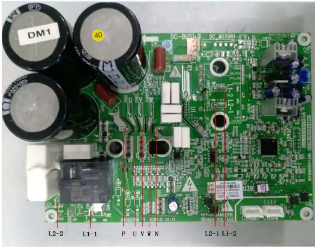 DM1 40 DC-BUS1 DC MOTOR1 L1-2 L2-1 U39 L2-2 L1-1 P U V W N L2-1 L1-2 HIGH VOLTAGE COMM1 COMM