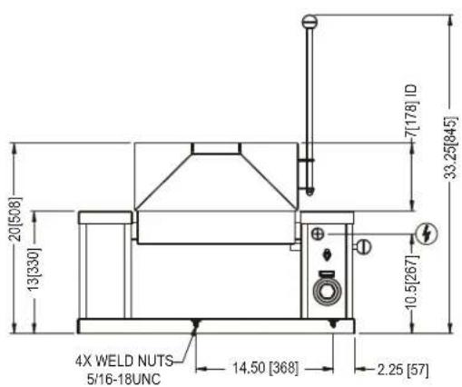 20[508] 13[330] 7[178] ID 33.25[845] -10.5[267] 4X WELD NUTS 5/16-18UNC 14.50 [368] 2.25 [57]