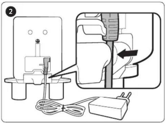 Diagram showing electrical socket installation with cable and plug, including a close-up of the component being inserted.