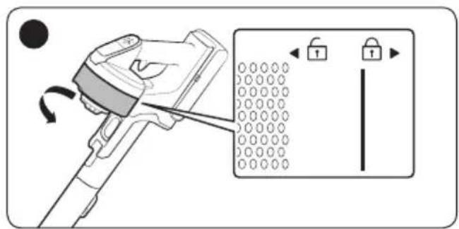 Diagram showing a device with rotating buttons and a lock mechanism, illustrating a mechanical or electrical process.