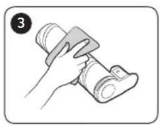 Illustration of a hand using a tool to clean or wash a cylindrical object (no text or symbols visible).