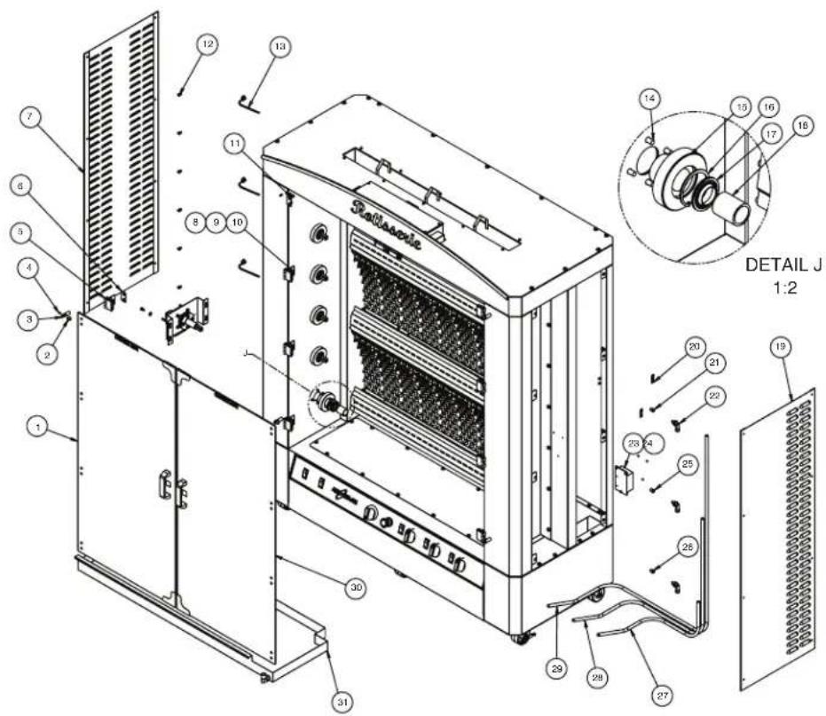 Alto-Shaam Rotisserie AR-6G - FULL aSSEMBLY - FRONT VIEW - 2