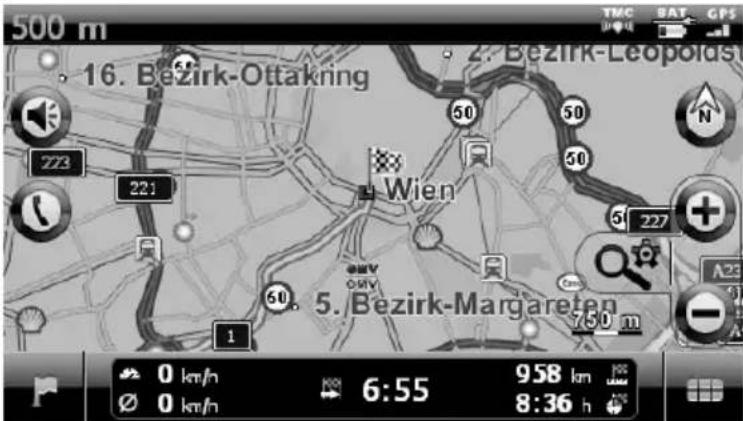 500 m 16. Bezirk-Ottakning 2. Bezirk-Leopolds Wien 5. Bezirk-Margareten 0 km/h 6:55 958 km 0 km/h 8:36 h