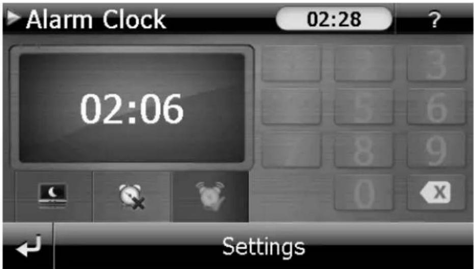 Alarm Clock 02:28 ? 02:06 Settings