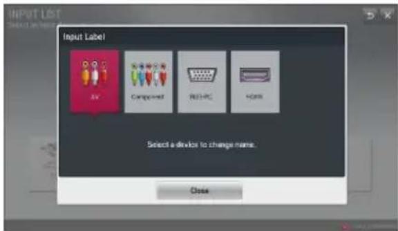 INPUT LIST Select an input label Input Label UV Component RE-PC Home Select a device to change name. Close