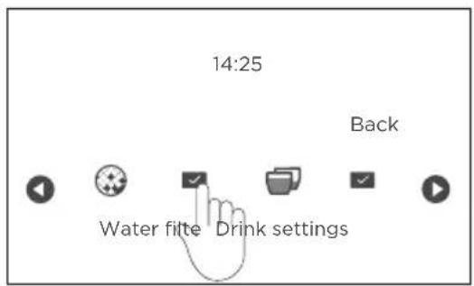 14:25 Back Water filter Drink settings