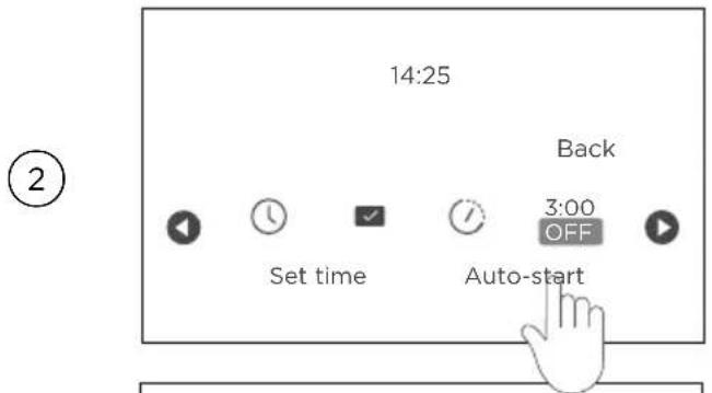14:25 Back Set time 3:00 OFF Auto-start