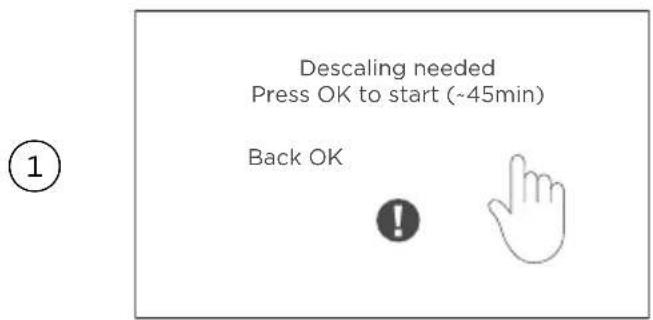 Descaling needed Press OK to start (~45min) Back OK