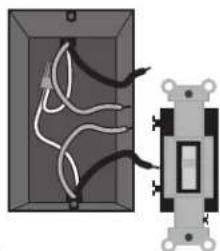 Diagram of a wall-mounted electrical socket with wires and a separate side panel (no text or symbols)