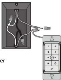 Diagram showing wiring connections between a device with numbered keypad and labeled components