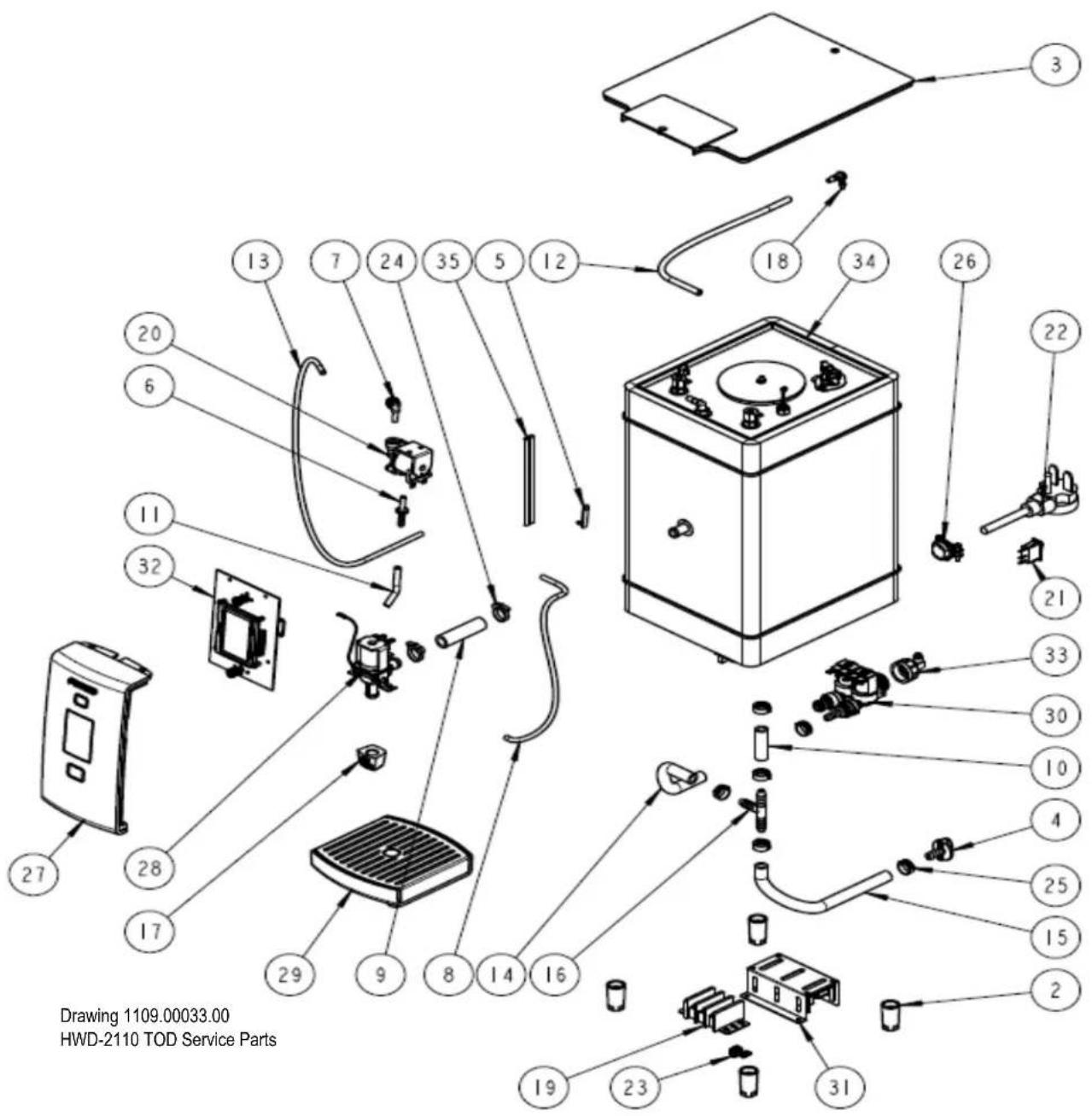 Drawing 1109.00033.00 HWD-2110 TOD Service Parts