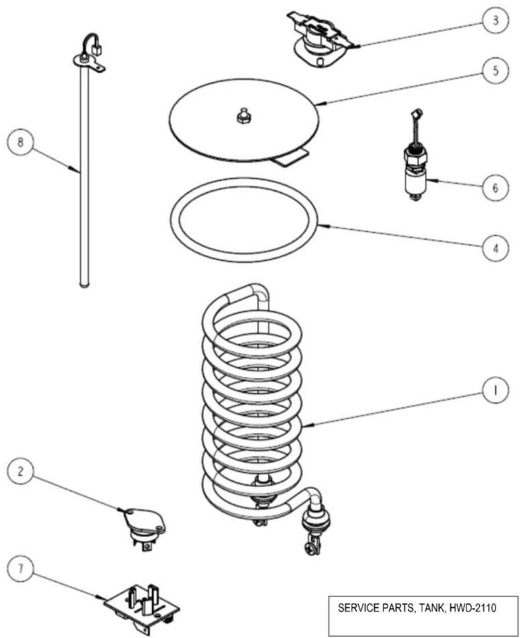 SERVICE PARTS, TANK, HWD-2110