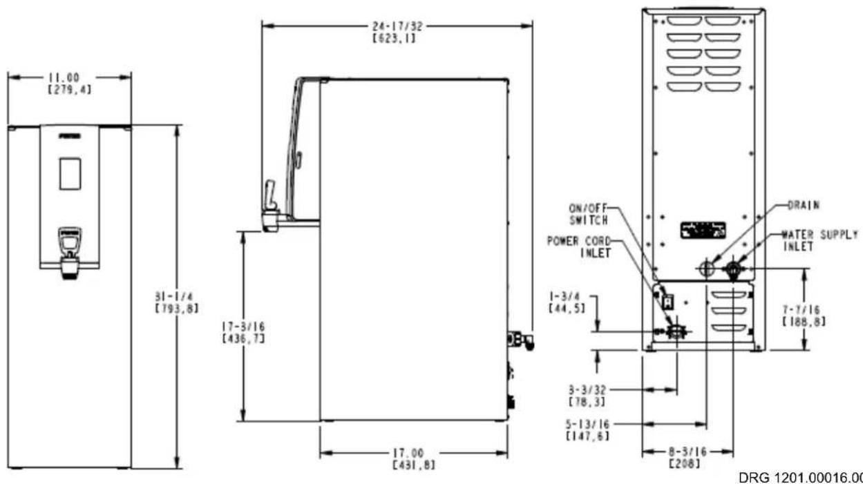 Fetco HWB-2110 - Dimensions & Utility Connections - 2