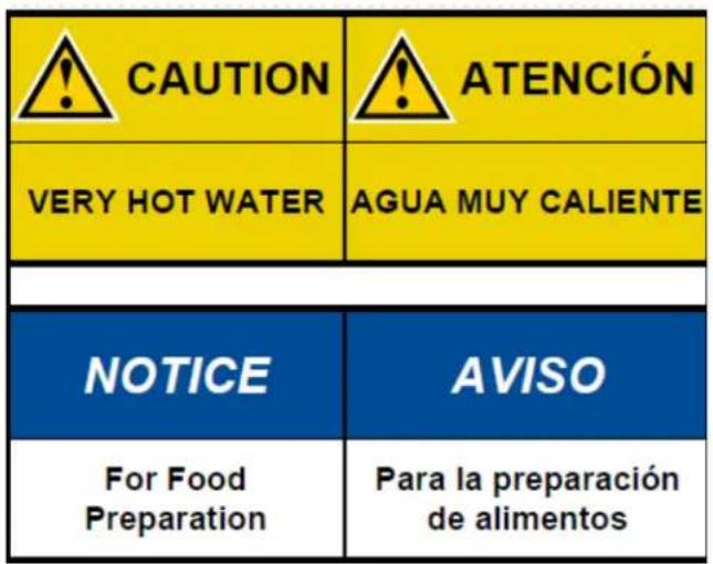 Fetco HWB-2110 - Labels and warnings for hot beverage equipment - 1