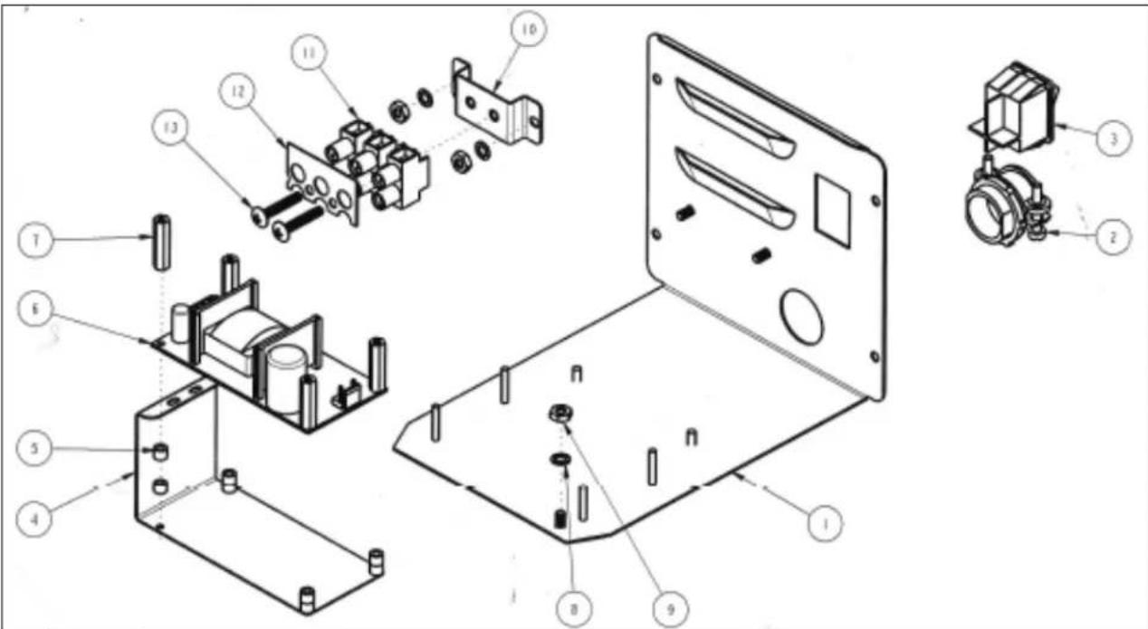 Exploded view diagram of a laptop with numbered parts for identification and assembly reference.