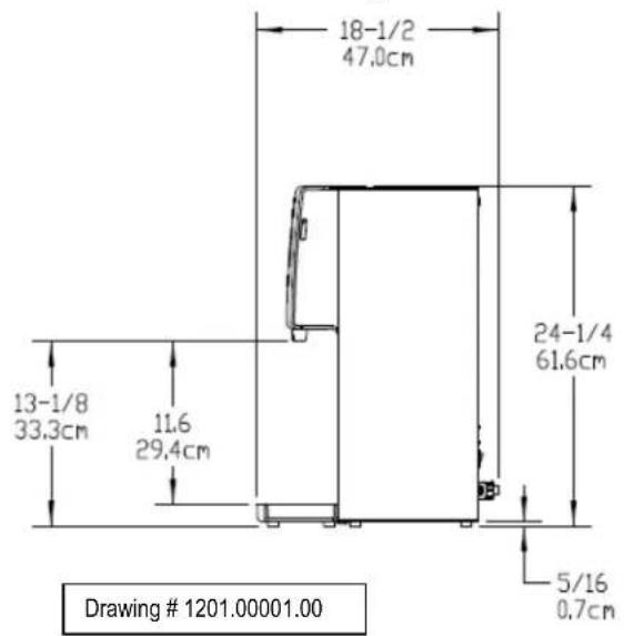 18-1/2 47.0cm 24-1/4 61.6cm 13-1/8 33.3cm 11.6 29.4cm 5/16 0.7cm Drawing # 1201.00001.00