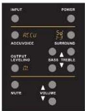 INPUT POWER ACCU ACC/VOICE SURROUND OUTPUT LEVELING BASS TREBLE MUTE VOLUME