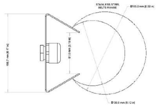 STAINLESS STEEL BELTS RANGE Ø185.0 mm (6.50 in) Ø30.0 mm (5.12 in) 156.7 mm (6.17 in) 61.0 mm (3.19 in)