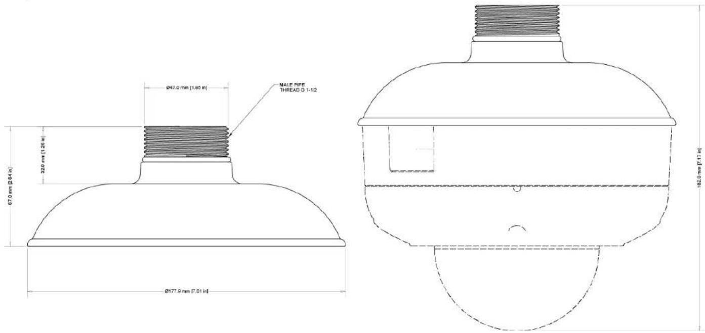 Ø47.0 mm [1.80 in] MALE PIPE THREAD 0 1-12 Ø7.0 mm [2.64 in] 32.0 mm [1.20 in] Ø177.9 mm [7.01 in] 102.0 mm [7.17 in]