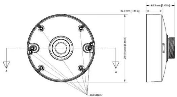 A 8 X M4x0.7 Ø145.0 mm [5.68 in] 34.9 mm [1.36 in] 62.5 mm [2.45 in]