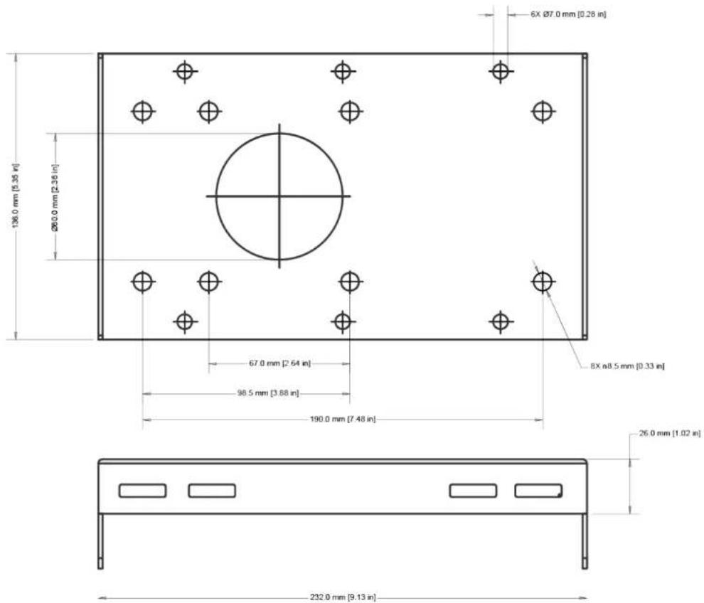 6X Ø7.0 mm [0.28 in] 136.0 mm [5.35 in] Ø20.0 mm [2.38 in] 67.0 mm [2.64 in] 98.5 mm [3.88 in] 190.0 mm [7.48 in] 8X n8.5 mm [0.33 in] 26.0 mm [1.02 in] 232.0 mm [9.13 in]