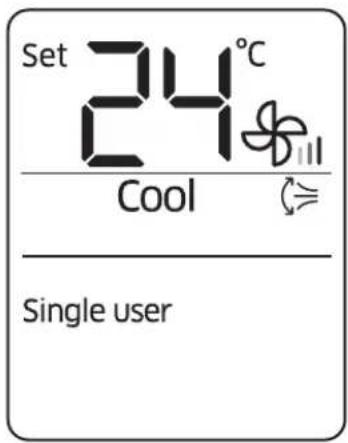 Set 24°C Cool Single user