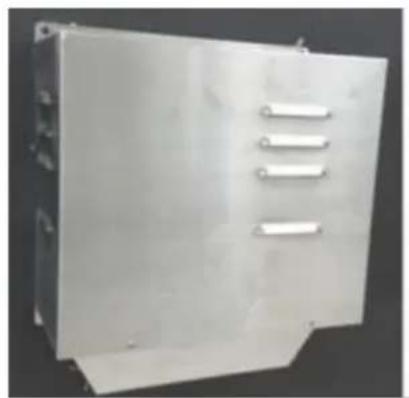 Exterior view of a metallic industrial enclosure with three horizontal slots (no text or symbols visible)