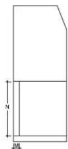 Pure geometric diagram of a rectangular shape with labeled dimensions (N and M) but no text or symbols present.