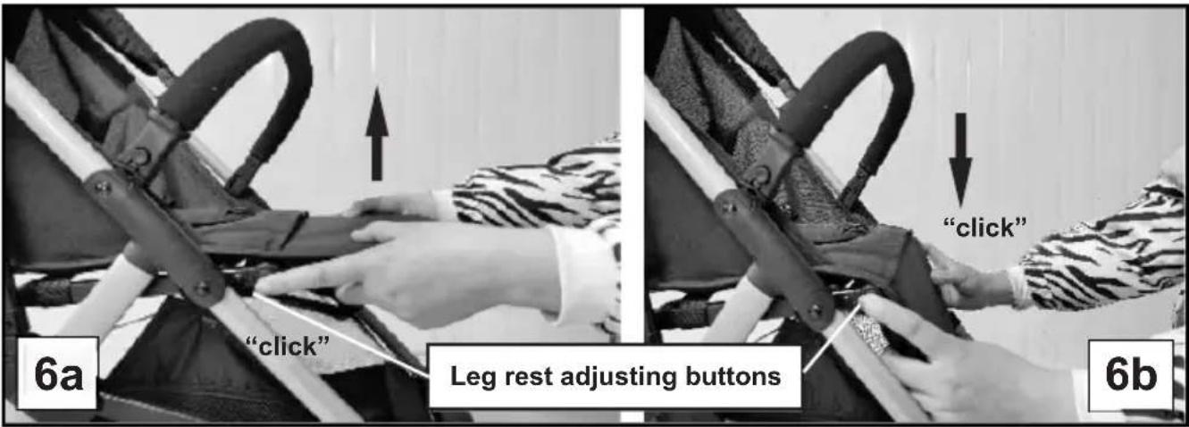 6a "click" Leg rest adjusting buttons 6b "click"