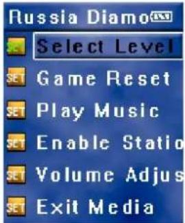 Russia Diamo Select Level Game Reset Play Music Enable Station Volume Adjust Exit Media