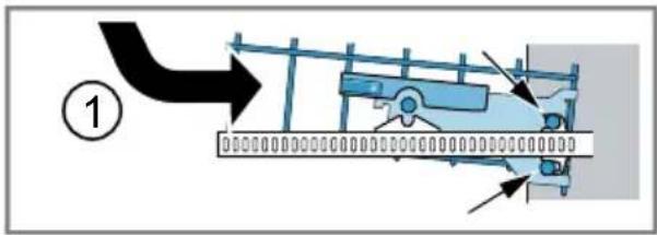 Diagram showing a mechanical assembly with labeled components and directional arrows, including a numbered callout.