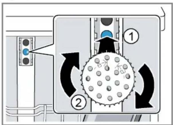 Diagram illustrating a mechanical or fluid system with labeled components and directional arrows indicating flow or movement.