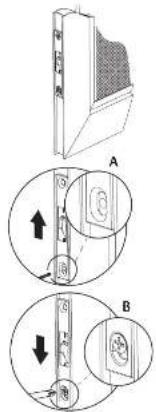 Diagram illustrating two mechanical assembly steps labeled A and B, showing directional arrows and circular components with numbered parts.