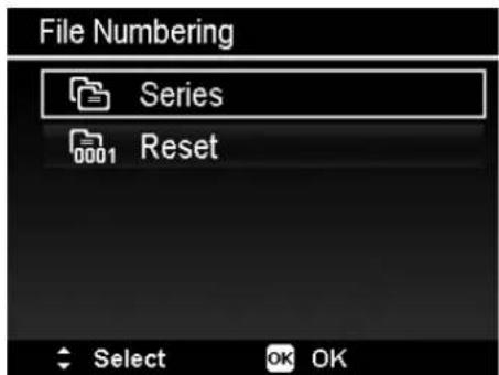 File Numbering Series Reset Select OK OK