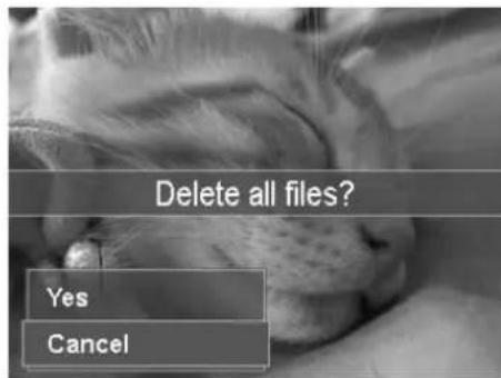 Delete all files? Yes Cancel