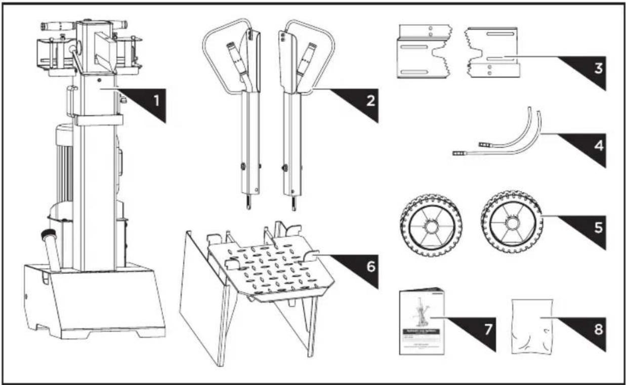 Technical diagram of industrial machine components with numbered parts for identification
