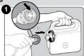 Diagram showing a mechanical device with labeled parts and directional arrows indicating motion or assembly.