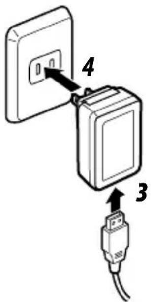 Diagram showing installation of a wall-mounted device with labeled components 3 and 4