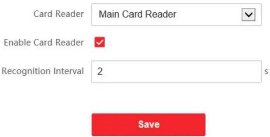 Card Reader Main Card Reader Enable Card Reader Recognition Interval 2 s Save