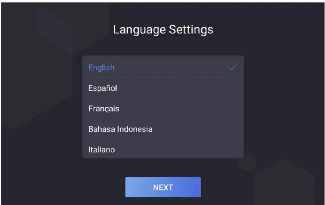 Language Settings English Español Français Bahasa Indonesia Italiano NEXT