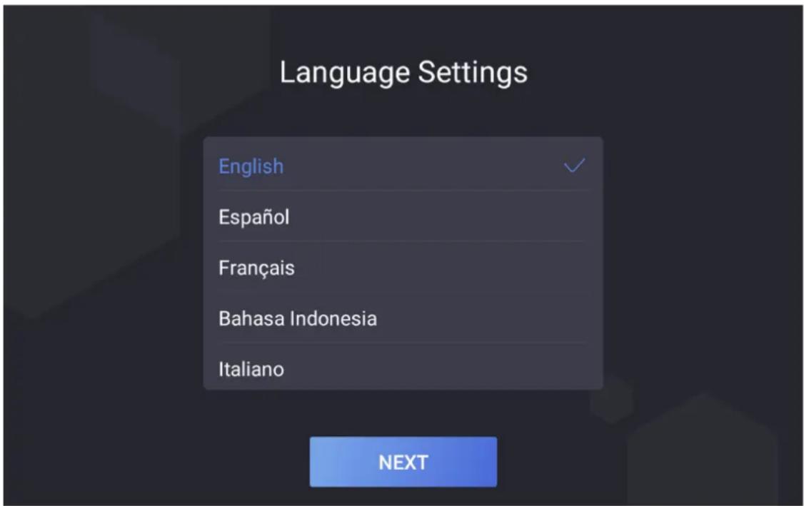 Language Settings English Español Français Bahasa Indonesia Italiano NEXT